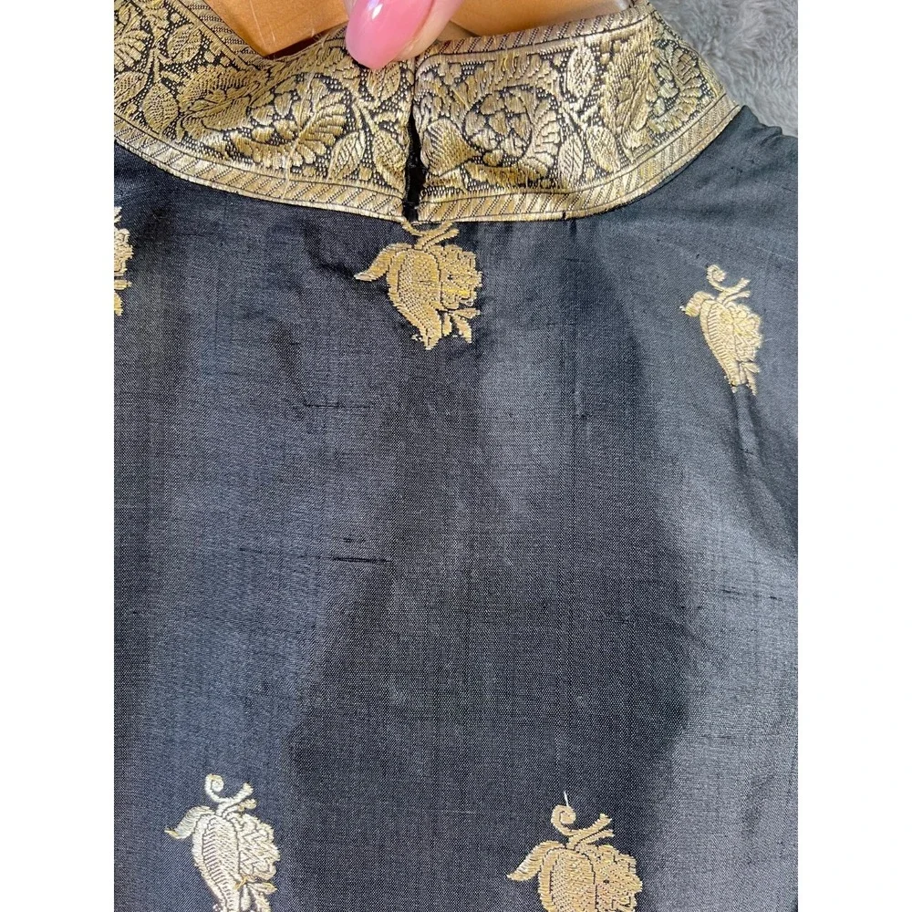 Vintage 60s Cocktail Sheath Dress Size 10 Black Gold Silk Brocade Handmade* - Picture 12 of 12